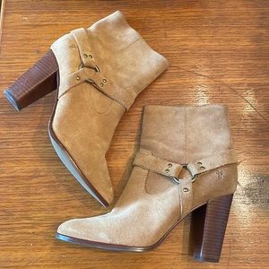 Frye Suede Heeled Harness Style Booties